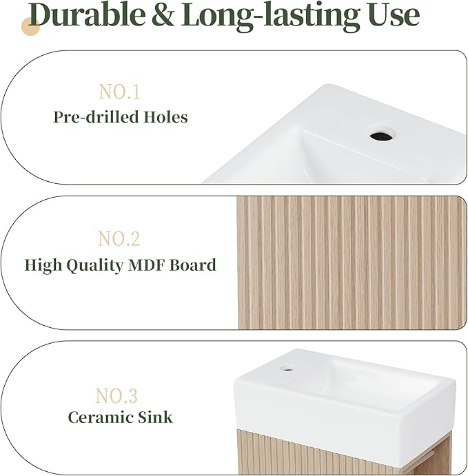 Merax Bathroom Vanity with Sink 18.6 Inch, Cabinet with Storage Shelf & Toilet Paper Holder, Left or Right Available,