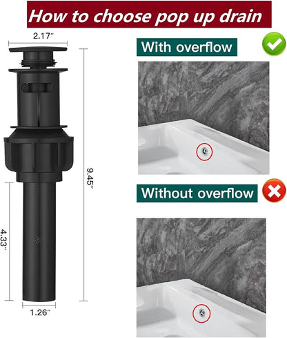 Bathroom Faucets 8 Inch Widespread Bathroom Sink Two Handles Matte Black Modern 3 Hole Waterfall Vanity Sink Faucet for 3 Hole with LED Light with Pop Up Drain