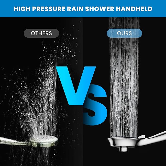 High Pressure Shower Heads, 7.2Inch 2 in 1 Rainfall Shower head & Handheld Showers with Magnetic Docking System, Ten-Function Handheld Shower Head with 59" Rotatable Stainless Steel Hose (Chrome)