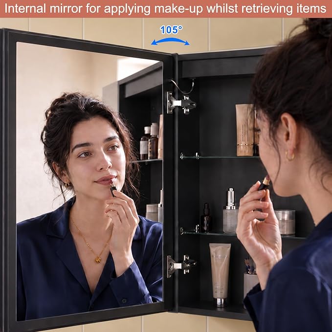 30x28 Inch Two Doors Aluminum LED Bathroom Medicine Cabinet with Mirror | Light Adjustment, Anti-Fog, Sockets&USBs, High Capacity, Easy to Install
