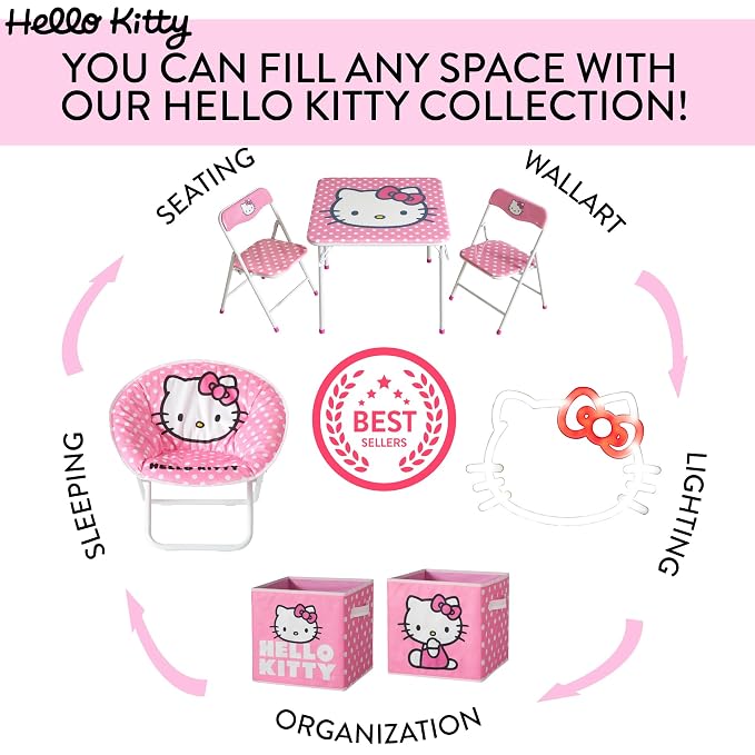 Idea Nuova Sanrio Hello Kitty Pop-Up Hamper,Collapsible Laundry Basket with Durable Handles,Lightweight Storage Bin for Kids' Bedroom, Nursery, or Playroom,Pink