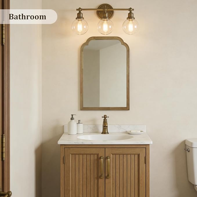 Wood Frame Wall Mirror Rounded Corner Arch Rectangle Mirror for Entryway, Living Room or Bedroom Home Decor - Light Woodgrain [20" x 30" Natural ]