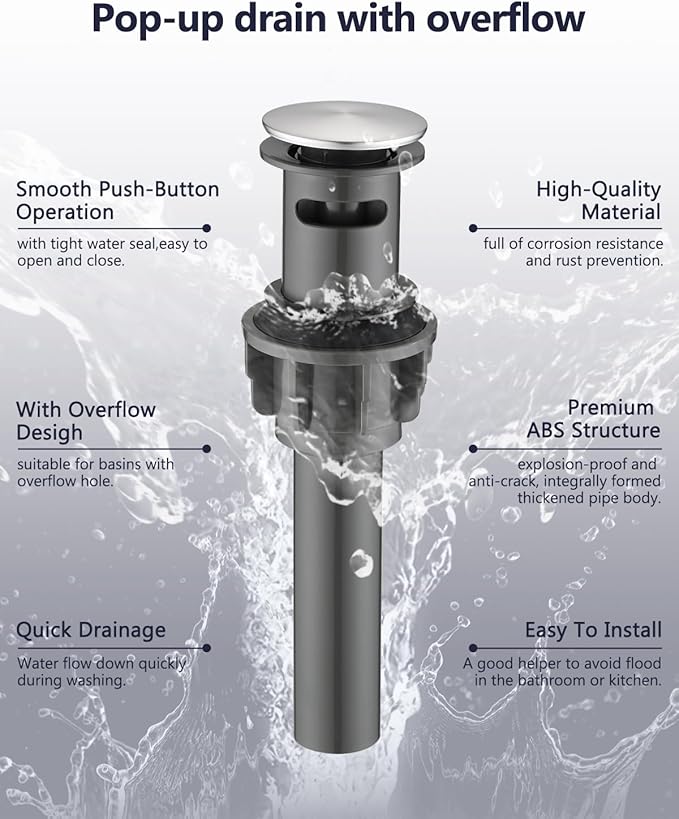 Pull Out Bathroom Faucet, Single Handle Bathroom Sink Faucet with Pull Out Sprayer, Bathroom Faucet for Sink, with Pop-up Drain & Deck Plate 1 or 4-inch Centerset 3 Hole, Brushed Nickel