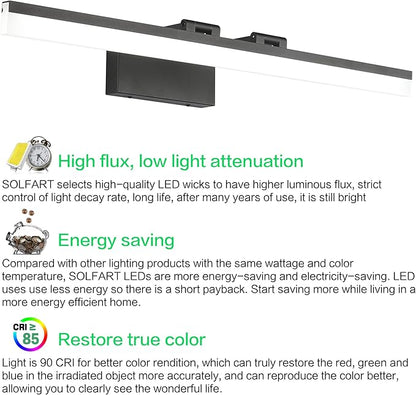 SOLFART Black Modern Bathroom Lights Over Mirror 31.5 inch Vanity Lighting Wall Mounted 8778-ND