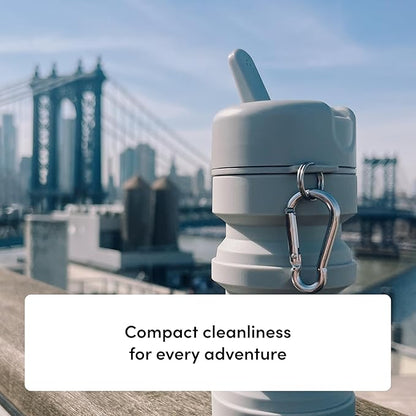 TUSHY Travel Bidet: Collapsible & Expandable for Discreet Portability, Refreshing Clean for Home, Camping, Outdoors & Travel (Helps Hemorrhoid Relief, Peri Bottle for Postpartum Care) (Pebble)