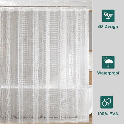 Shower Curtain Liner, 100% Waterproof Peva Shower Curtains with 3 Duty Heavy Bottom Magnets and 12 Rust Proof Grommets, 72x72 Weighted Shower Liner for Shower Stall, Bathtubs