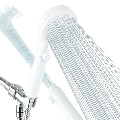 Shower Head with Handheld with ON/Off Switch 3 Modes, White | High Pressure Shower Head with Hose, White Panel, 60inches Hose