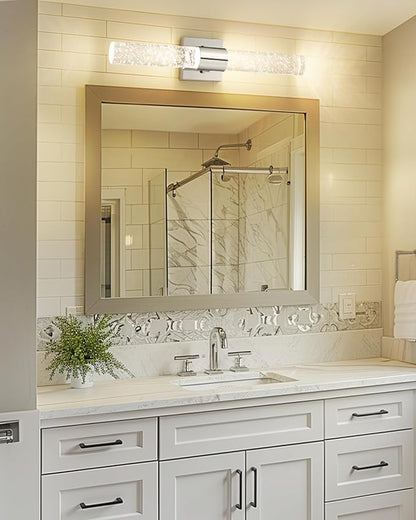 Chrome Vanity Lights, HWH LED Bathroom Lights Over Mirror 11W with Bubble Glass, Modern Wall Sconce Crystal Wall Light Fixtures, 3000K/4000K/5000K Dimmable, 5HW76B-LED CH