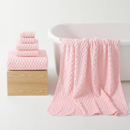 REDKISS Pink Microfiber Bath Towels Set - 35x70 Inches Oversized Bath Sheets, Extra Large Bath Towels Set for Adults, Super Soft Quick Dry Lint Free Absorbent Microfiber Shower Towels, 6 Pack