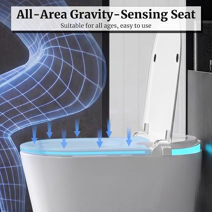 Smart Toilet with Tank Electric Bidet Toilet with ADA Comfort Height | Heated Seat Auto Flush/Lid&Seat Foot Sensor UV-C light Dryer One Piece Toilet with with Siphon Flush 1.28 GPF MAP 1000g