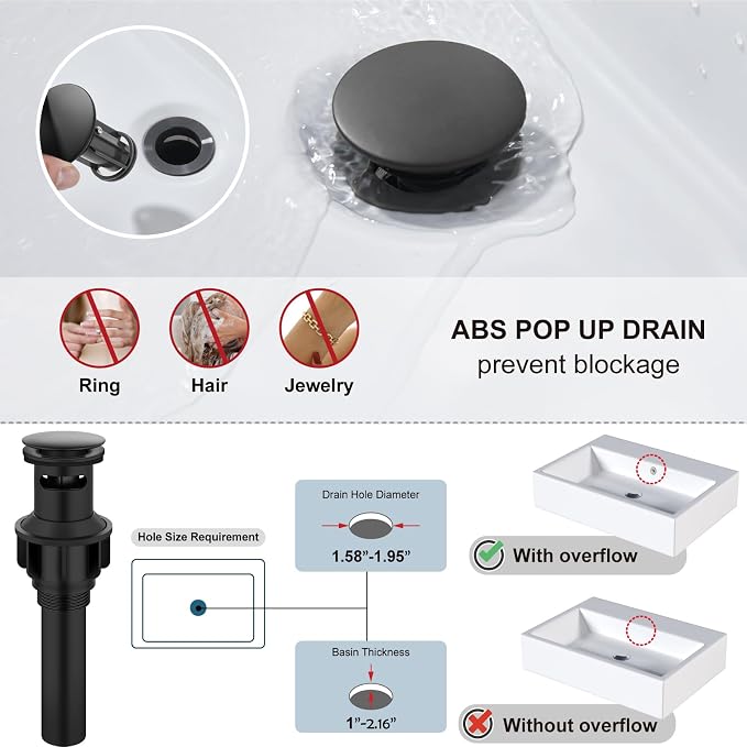 Midanya Waterfall Bathroom Sink Faucet 1 Hole,Matte Black and Shiny Gold | with cUPC Hoses,Pop Up Drain,Deck Plate,for 1 or 3 hole sink,Vanity,RV,Lavatory,Basin,Farmhouse,Stainless Steel,Single Handle
