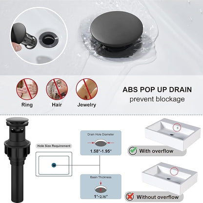 Midanya Waterfall Bathroom Sink Faucet 1 Hole,Matte Black and Shiny Gold | with cUPC Hoses,Pop Up Drain,Deck Plate,for 1 or 3 hole sink,Vanity,RV,Lavatory,Basin,Farmhouse,Stainless Steel,Single Handle