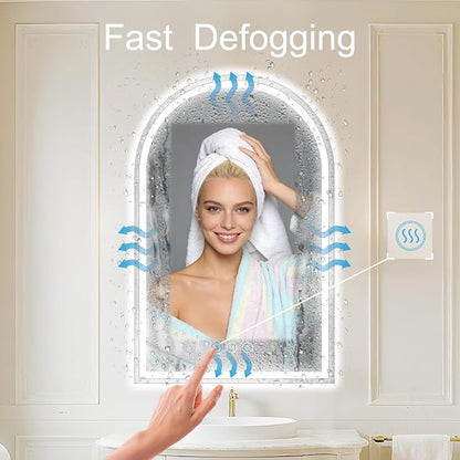 Arched LED Bathroom Mirrors with Lights 30"x48" LED Mirror for Bathroom,Led Vanity Mirror, Anti-Fog,LED Mirrors with Light, Anti-Fog, Dimmable, 3 Color, Shatterproof, Touch Sensor