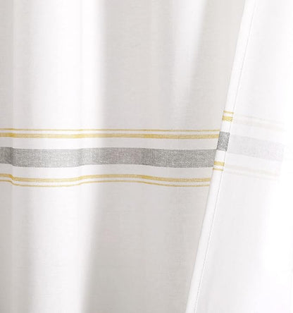 Lush Decor Farmhouse Stripe Cotton Shower Curtain, 72" W x 72" L, Yellow & Gray - Striped Bathroom Curtain - Fabric Shower Curtains - Farmhouse Bathroom Decor