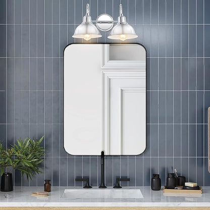 JONATHAN Y 18" Chrome Farmhouse Industrial 1-Light LED Vanity Wall Sconce for Bathroom Mirror Kitchen, Metal Shade, Dimmable Vintage Lighting, LED Bulb Included (JYL7482A)