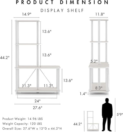Homes: Inside + Out Apexa Modern 4-Cube Ladder Shelving Units, Collectibles Display Shelves, Easy Assembly Standing Shelf, Home Storage Organizer for Living Room, Bedroom, Office, Taupe Grey