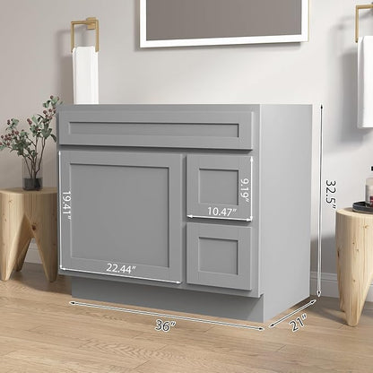 Vanity Art 72 Inch Bathroom Vanity with 2-Door 4-Drawer, Wood Bathroom Vanity Cabinet with Soft Closing Drawer, Floor Mounted Gray Cabinet Without Top VA4072-LRG
