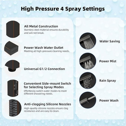 Hibbent All Metal CUPC Certified 10'' Rain Shower Head, Dual Shower Head Combo, High Pressure Handheld 4 Sprays Shower Wand, 16'' Adjustable Extension Arm, 71'' Hose, Shower Holder, Oil-Rubbed Bronze