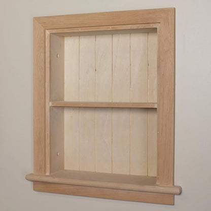 Fox Hollow Furnishings 14x18 Aiden Recessed Wall Niche Medicine Cabinet Replacement, in The Wall Bathroom Cabinet Insert Shelf/Shelves, Made in North America, Real Wood, NO MDF, Beadboard, Unfinished