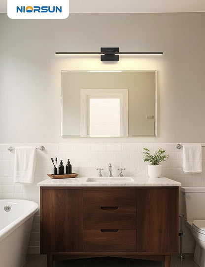 NIORSUN 39.4 Inch Modern Bathroom Light Fixture, 34W 5CCT Dimmable LED Black Bathroom Vanity Lights Over Mirror, Vanity Lights for Bathrooms Restroom Mirror