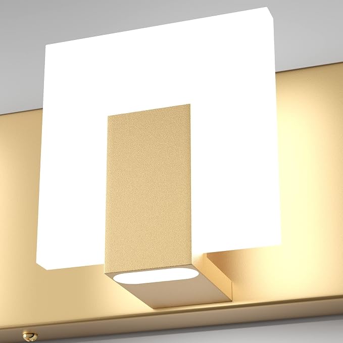 Aipsun Gold Bathroom Vanity Lighting Fixtures Modern LED 5 Lights Vanity Light for Bathroom Up and Down Wall Light Fixtures 6000K