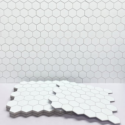 10-Sheet Hexagon Peel and Stick Backsplash, 11.42" x 11.42" White Honeycomb Self-Adhesive Marble Mosaic Wall Tile, Waterproof Stick on Backsplash Tiles for Kitchen Bathroom Shower