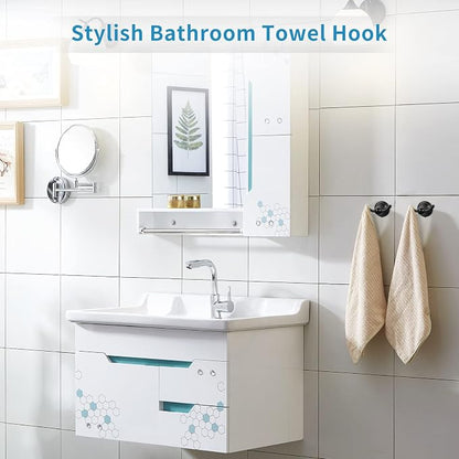 FILTA Bathroom Towel Hooks, Matte Black Robe & Towel Hooks for Wall Mounted, Traditional Towel and Robe Hooks for Hanging Towels, Bath Towel Holder for Shower(2 Pack)