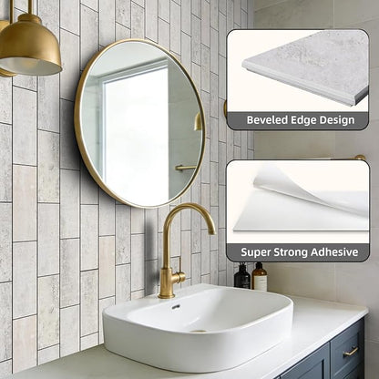 Tilingview 30 PCS Peel and Stick Backsplash Tile for Kitchen/Bathroom/Living Room, 3"x 9" Self-Adhesive Subway Tile for Backsplash, Matte Textures Tiles/Handmade Tiles (Sand Color)