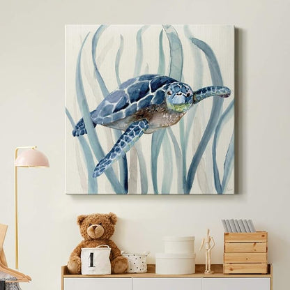 Renditions Gallery Turtle in Seagrass I Wall Art Premium Gallery Wrapped Canvas Decor Ready to Hang 24 in H x 24 in W Made in America Print AZS-WC15-17921-R-2424-MK