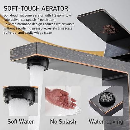 Vessel Sink Faucet, Oil Rubbed Bronze 1 Hole Single Handle Tall Bathroom Vanity Faucets, Modern Utility Rv Laundry Bath Restroom Mixer Tap with Metal Pop Up Drain and 2 Water Supply Lines