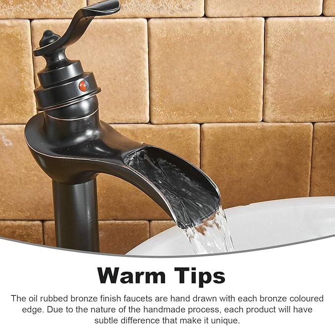 BWE Vessel Sink Faucet Oil Rubbed Bronze Bathroom Faucet with Pop Up Drain Assembly and Supply Hose Single-Handle Single Hole Tall Bathroom Faucet Vanity Lavatory Mixer Tap Tall Body