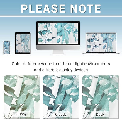 No Hook Shower Curtain with Liner, Eucalyptus Seaweed Green, 71x74 | Snap in Liner, 3 in 1, Water Repellent, Easy Install, Machine Washable, Hotel Style for Bathroom, Watercolor Pattern