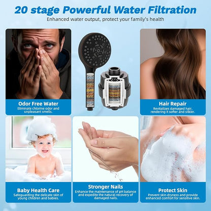 Hibbent 12" Dual Filtered 10" Rainfall Shower Head with Handheld 10-Spray | High Pressure Metal Oil-Rubbed Bronze Showerhead Combo with Filter, Extension Arm with 4-way Diverter, 71'' Hose & Holder