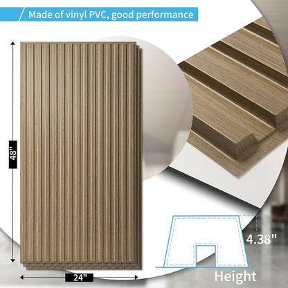 Art3d Fluted Slat 3D Wall Panels, Drop Ceiling Tiles, 12-Pack, Walnut | 24" x 48" , Lightweight, Break-Proof, Compatible with Grid System, Ideal for Home, Commercial Spaces