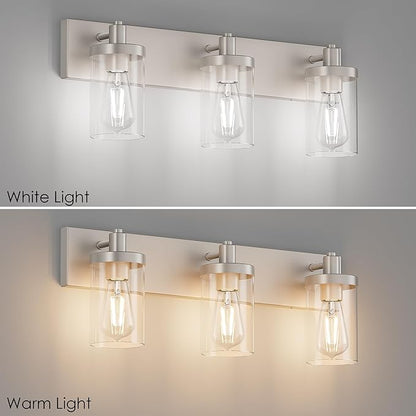 Aipsun Brushed Nickel Bathroom Light Fixtures 3 Lights Vanity Light for Bathroom Lighting Fixtures Over Mirror(Exclude Bulb)