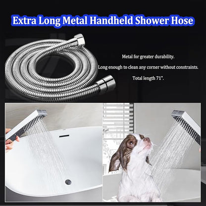 All Metal Rain Shower Head with Handheld Combo, YDmeet 10 Inch Rainfall Shower Head, Stainless Steel Hand Wand, 3 Setting Diverter, Adjustable Extension Arm w/Lock Joints, 71" Extra Long Hose, Chrome