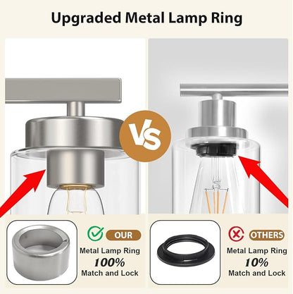IZORRO Modern Bathroom Light Fixtures, 8 Light Brushed Nickel Vanity Lights, Bathroom Lighting Fixtures Over Mirror with Clear Glass for Living Room Cabinet Bedroom