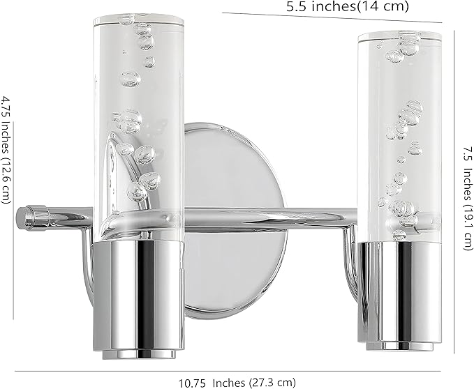 JONATHAN Y 10.75" Chrome Modern Integrated LED Vanity Light Wall Sconce for Bathroom, Clear Bubble Acrylic Shade Minimalist Art Deco Light for Hallway, Entryway, 4000K (JYL7223A)