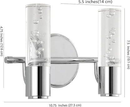JONATHAN Y 10.75" Chrome Modern Integrated LED Vanity Light Wall Sconce for Bathroom, Clear Bubble Acrylic Shade Minimalist Art Deco Light for Hallway, Entryway, 4000K (JYL7223A)
