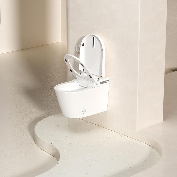 MEJE #T010G - Wall Hung Smart Toilet,Wall Hung Toilet with Bidet Combo, Build In Water Tank, Heated Seat,Warm Water,Dryer,Auto Flush, Foot Sensor Open/Close Lid & Flush (No need additional Water Tank)