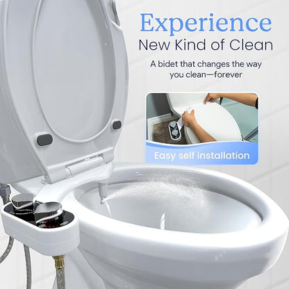 CLEAR REAR Bidet Attachment for Toilet Seat - Non-Electric with Self Cleaning Nozzles, Leak Proof Connectors, Adjustable Water Spray, Rear & Feminine Wash - Hygienic Bathroom Upgrades (2 Pack)