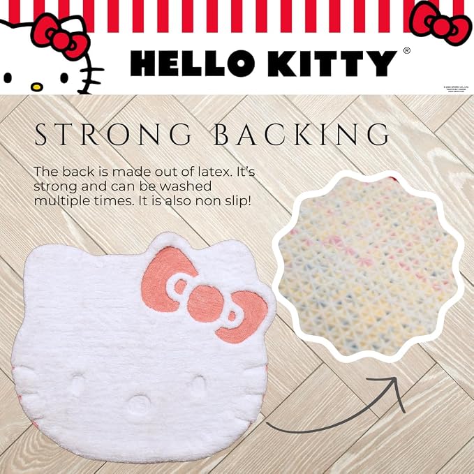 Hello Kitty Non-Slip Bathroom/Bedroom Area Rug, 34.75" x 30” Non-Slip Tufted Mat, (Officially Licensed Product) by Franco Collectibles