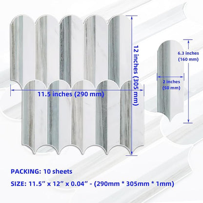 Tilingview 10PCS Peel and Stick Backsplash for Kitchen, Self-Adhesive Marble Splicing Vinyl Tile, Feather Gel Wall Tile for Home Decoration (Blue White)