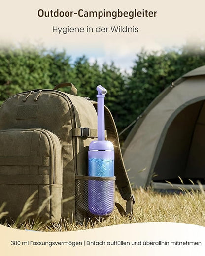 Portable Bidet for Travel & Camping - Manual Squeeze Peri Bottle Handheld | 3 Leak-Proof Seals | BPA-Free | Feminine Hygiene Care | Postpartum | Extendable Sprayer with Nozzle | for Men&Women-Purple