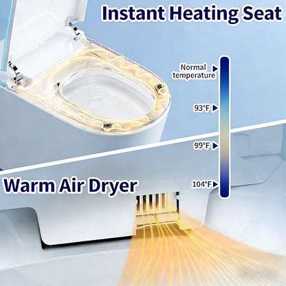 Smart Toilet with Bidet, UV-C Light, Auto Flush, Auto Open&Close, Blackout Flush, Heated Seat, Air Dryer, Modern Elongated Japanese One Piece Bidet for Bathrooms