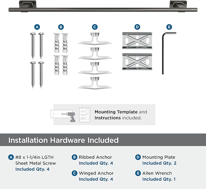 Amerock Bronx Gunmetal 24 inch (610mm) Towel Bar, BH26615GM
