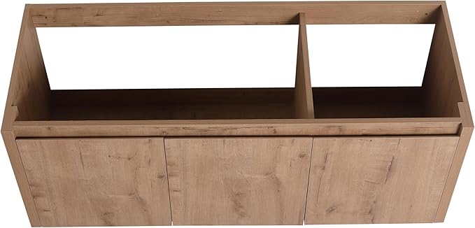 48" Floating Bathroom Vanity,48 Inch Bathroom Vanity Without Top Sink,Modern Floating Vanity Cabinet,Brown Wall Mounted Cabinet with Soft Closing Doors,Plywood(Sink Basin Not Included)