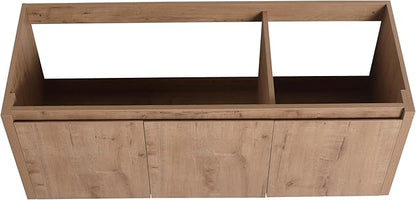 48" Floating Bathroom Vanity,48 Inch Bathroom Vanity Without Top Sink,Modern Floating Vanity Cabinet,Brown Wall Mounted Cabinet with Soft Closing Doors,Plywood(Sink Basin Not Included)