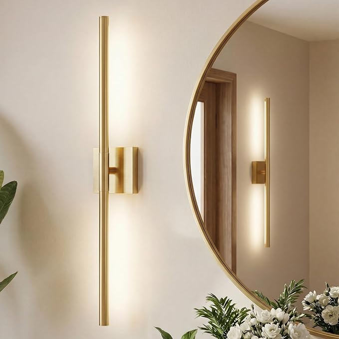 30 Inch Bathroom Light Fixtures, 16W 3CCT Dimmable CRI90 Brushed Gold LED Vanity Lighting Fixtures Over Mirror, 360° Rotatable Modern Bathroom Vanity Light Bar, AD-W9465-L75-GD