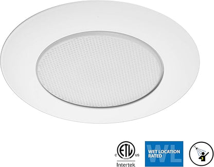 NICOR Lighting 6 inch White Recessed Shower Trim with Albalite Lens (17505)